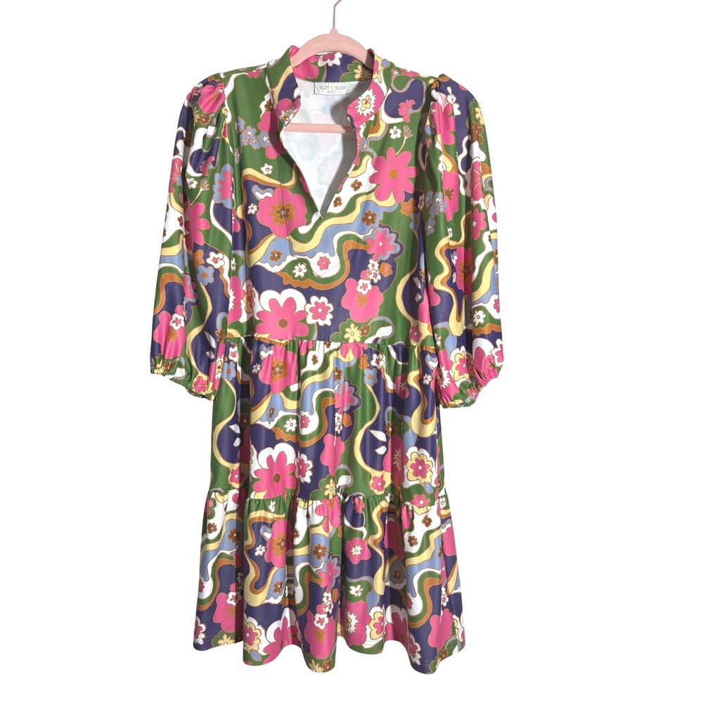 Smith & Quinn Tory Dress in Mod Floral Tiered Puff Sleeve sz Small NWOT
